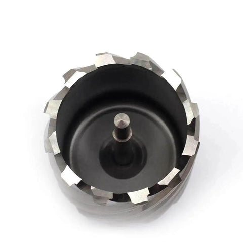 Annular Cutter Set Three Quarter Inch Weldon Shank With Pilot Pin for Magnetic Drill Press Slugger Bits Two Flat HSS Kit top view