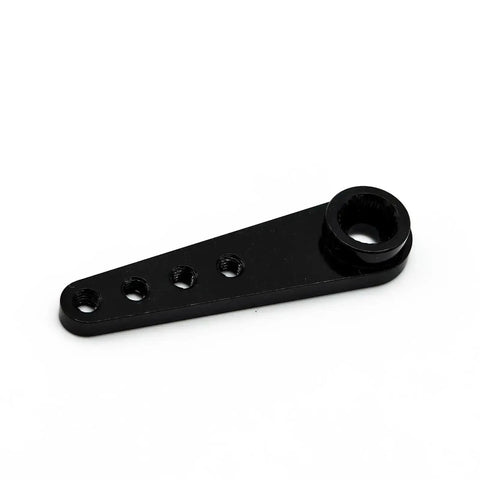 Single black aluminum servo horn 37mm with M2.5 threads, part of 5 Pack Aluminum 25 Tooth Servo Horn for RC models.
