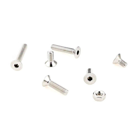 Close-up of 180 Piece Metric M4 Hex Socket Flat Head Countersunk Bolts And Nuts Kit In Clear Storage Case Pro Grade 304 Stainless Steel
