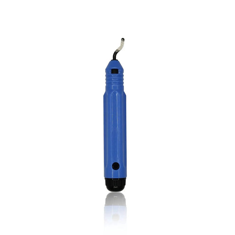 Front view of Heavy Duty Deburring Tool Kit With Anti Slip Handle And 10 BS1010 Deburring Blades For Wood Metal Plastic Aluminum Copper And Steel