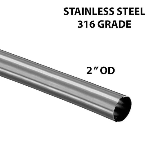 316 Grade Stainless Steel Tube 2 Inch Outer Diameter, 60 Inch Length, 16 Gauge, Custom Length, Laser Welded for Maximum Corrosion Resistance pipe angle view