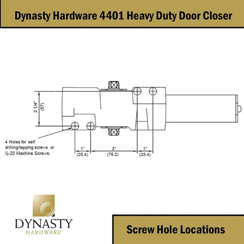 Diagram of Door Closer, Grade 1 Heavy Duty Commercial Hydraulic Closer, Self-Closing, Adjustable Spring Size 1-6, ADA Compliant series 4401