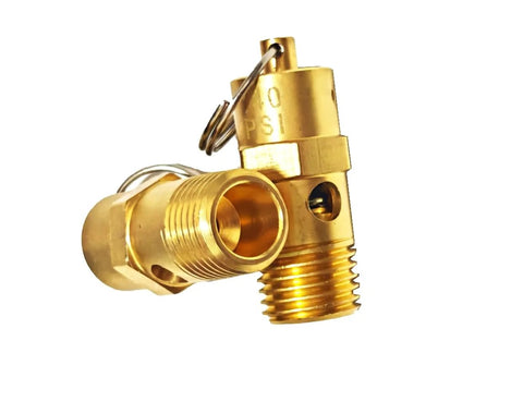 Brass 1/4-in NPT air compressor pressure relief valve, 30 PSI, 2 pcs