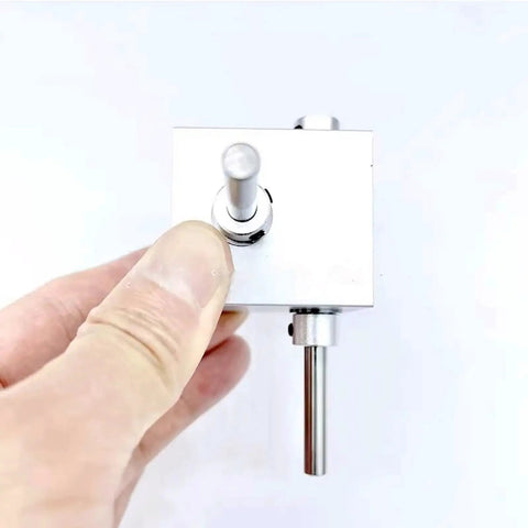 Hand holding Right Angle Worm Gearbox 1 To 2 Turbine Transmission Reducer With 6mm Shaft, 90 Degree Drive, aluminum alloy housing