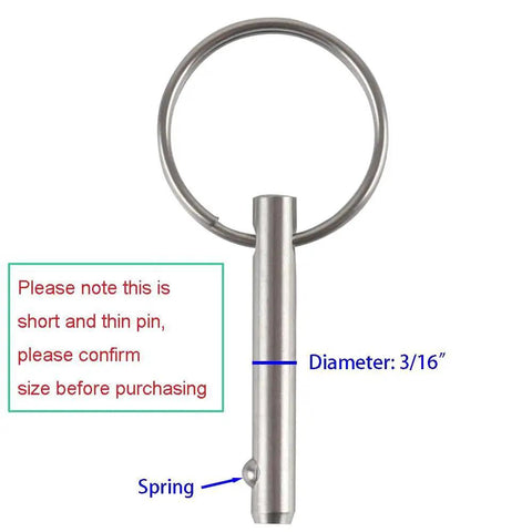 4 Pack Beefy Quick Release Pin For Boats and Bimini Tops 3/16 Inch Diameter, Usable 0.95 Inch, Full 316 Stainless Steel