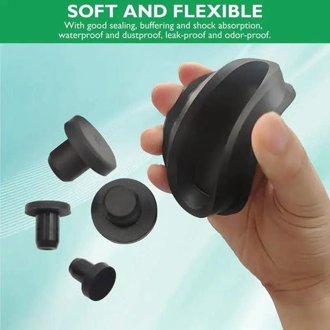 Four Sizes T Shaped Silicone Plugs 3.0 MM, 3.3 MM, 3.5 MM And 3.8 MM 0.125 Inch displayed with hand for scale