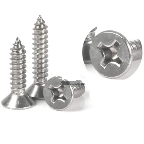 304 Stainless Steel Self Tapping Screws Set M2 To M6 Countersunk Head for wood and metal projects, mix of sizes and lengths