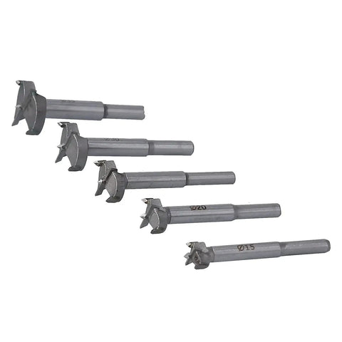 5 Piece Woodworking Drill Bit Set For Hinge Holes With Storage Case Includes 15mm 20mm 25mm 30mm 35mm Hinges Hole Cutter Bits High Speed Steel for durable, sharp cut