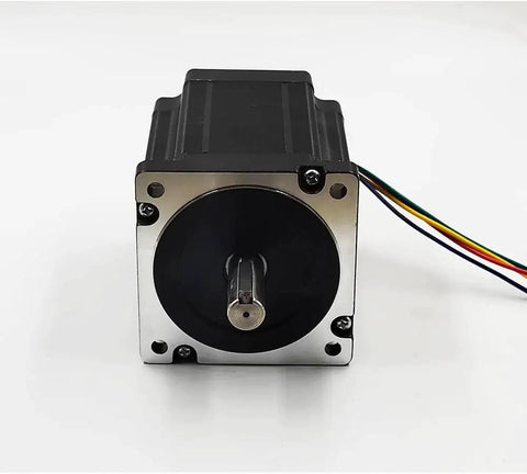 Nema 34 Stepper Motor For CNC Router And Mill With Beefy 8.5Nm Holding Torque 6A Current 118mm Length Black Finish front view