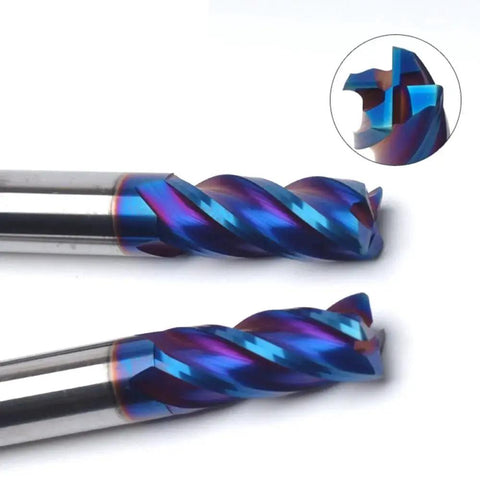 4 Flute HRC65 Carbide End Mill for CNC Milling Radius Cutter for Metal and Wood close-up view showing clean edges