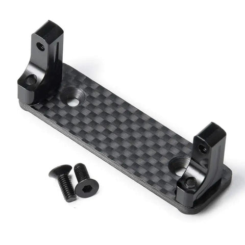 Black aluminum alloy servo mount bracket with dual uprights and two screws for 1/10 Axial Wraith RR10 crawler