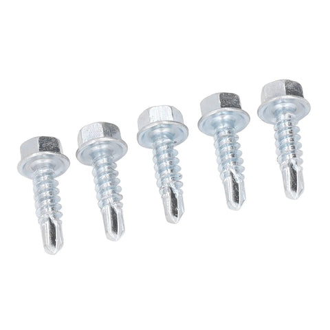 250 Piece M4.2x16mm Self Drilling Screws With External Hex Drive Galvanized Carbon Steel shown in a close-up view