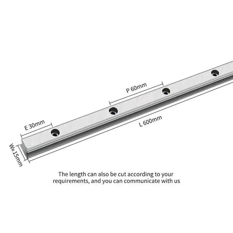 Heavy Duty Linear Guide Rail 600mm HGW15CC Only Rail For CNC Machines Smooth Glide Precision Track Taiwan Made with dimensions