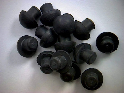 Small Rubber Push In Mushroom Bumpers Set Of Eight For Three Sixteenth Inch Openings With Eleven Thirty Seconds Of An Inch Diameter