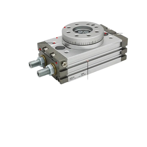 Pneumatic rotary cylinder air table actuator, MSQB 1A–7A, double-acting, aluminum body, angled front view