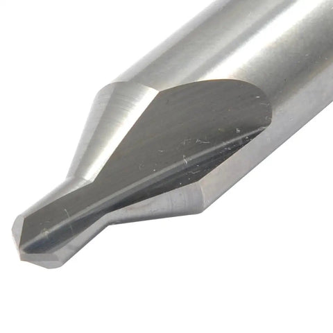 Close-up of USA Made No 2 By 2 Carbide Combined Drill And Countersink Bit For One Pass Center Drilling And Chamfering, Pro Grade