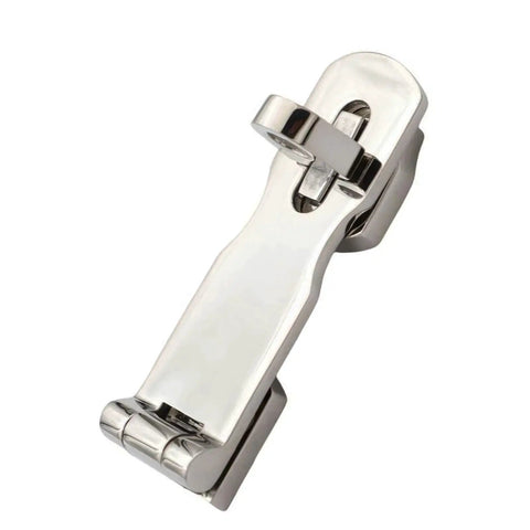 Direct replacement boat door latch, marine-grade stainless steel, close-up view with locking mechanism