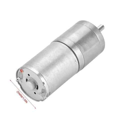 Side view of 12V DC Gear Motor With Encoder 60RPM 25mm Diameter Precision Metal Gearbox Low Noise High Torque