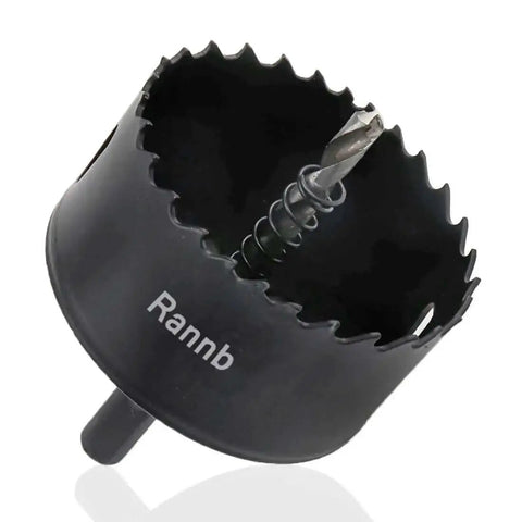 Close-up of 70mm Bi-Metal Hole Saw with triangular shank for wood and plastic, M42 high-toughness drill bit, 10mm shank, 96mm length.