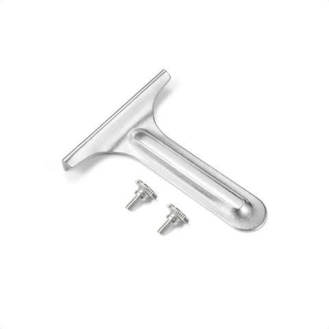 Edge Guide T Gauge For Sewing Machines With 2 Thumb Screws, Precision Stitching Tool shown with steel body and screws