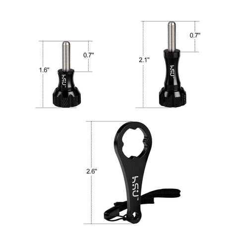 Go To Aluminum Thumbscrew Set With Wrench For GoPro Hero And AKASO Campark Action Cameras, 3 Pack Black With O Rings