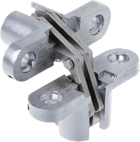 Hidden Cross Hinge for Concealed Mortise Doors, 180 Degree Folding Opening, adjustable conceal hinge in metal alloy finish
