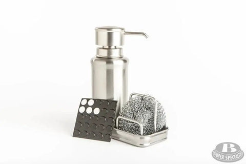 Clear Self Adhesive Cylindrical Bumper Feet One Half Inch Dia 0.14Inch 50 Pack alongside stainless steel soap dispenser and scrubbers