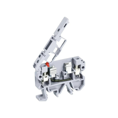Side view of Easy Fit DIN Rail Mount Fuse Holder Terminal Blocks Grey Pack Of 5 ASK1 EN LD 220V for electrical panels.