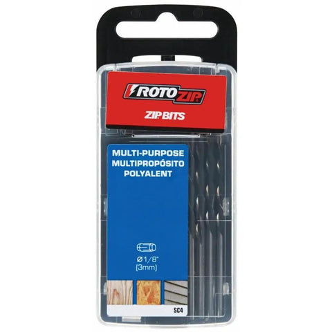Roto Zip 1/8 Inch Zip Bit For Wood And Plastic, Bosch SabreCut High Speed Steel Bit, 4 Pack For RotoZip Spiral Saw in packaging