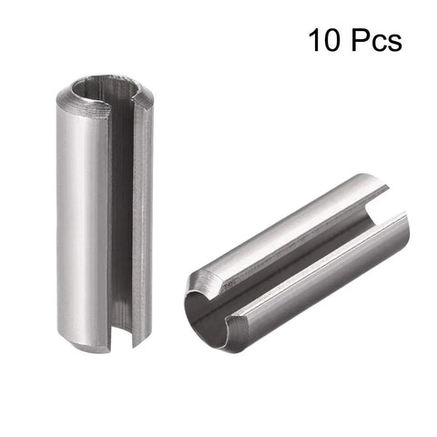 Slotted Spring Pin Set M8 X 40mm, 304 Stainless Steel Split Roll Dowel Pins, Plain Finish, 10 Pieces
