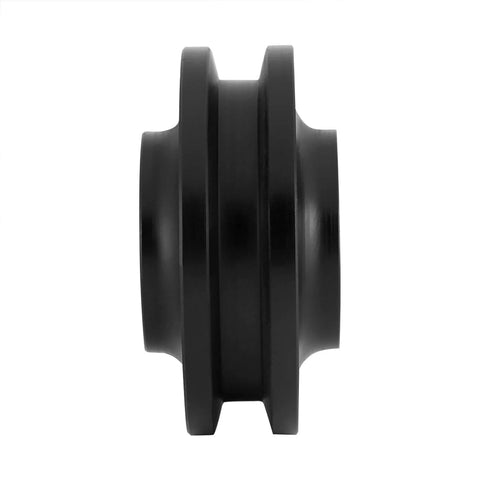 Side view of Two-Piece U-Groove Barn Door Wheel Set for DIY Installations, Heavy-Duty Pulley Bearings for Smooth Sliding.