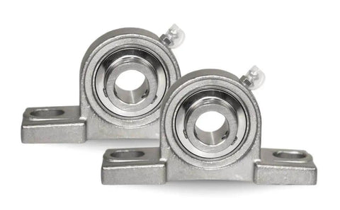 1-Inch Bore Twin-Pack Pillow-Block Bearing, Two-Bolt Flange-Mounted Stainless Steel Housing Self-Aligning Assembly