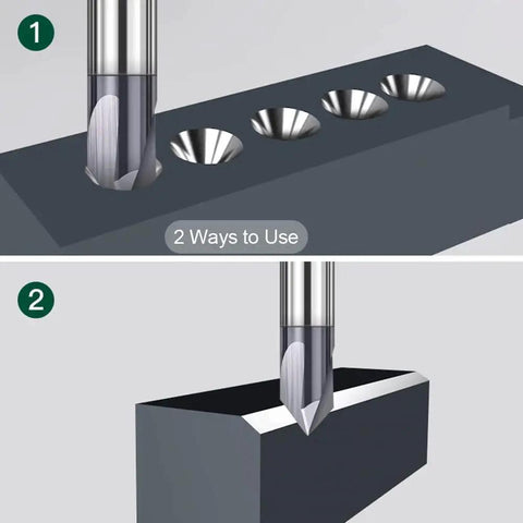 Carbide V Groove End Mills Set Four Pcs Pro Grade 3 Flute CNC Router Bits 60 Degree And 90 Degree TiAlN Coated Nano Carbide