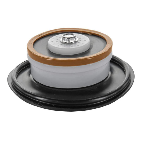 Orbit anti-siphon valve diaphragm for lawn irrigation; gray plastic with brown gasket and black base