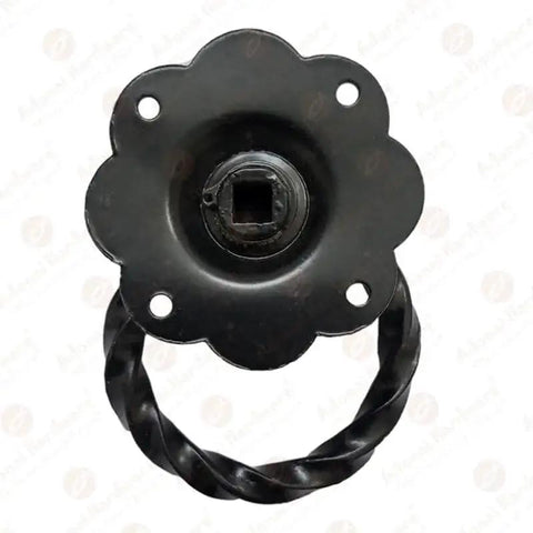 Antique Wrought Iron Cabinet Ring Drop Pulls Matte Black Finish 2 Pack front view close-up 2.7x2.7x1.8 inches
