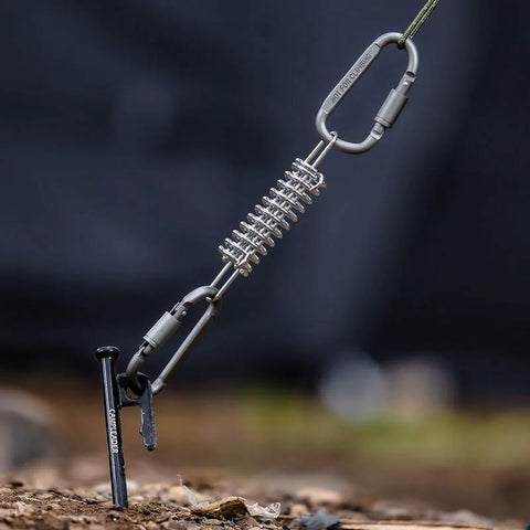 Stainless steel tent spring buckle with carabiners for tarps, awnings and sun shade tensioning