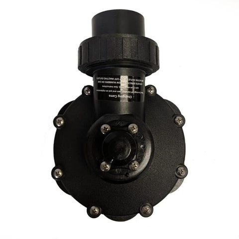 FIMCO 1 1/2 in hydro indexing valve, black circular irrigation valve with 6 outlets