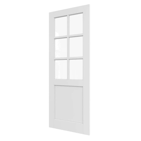 36 By 80 Inches Clear Glass Slab Interior Door With Six Lite Look For Living Room Pantry Laundry Closet Pre Finished Paintable Single Panel Door