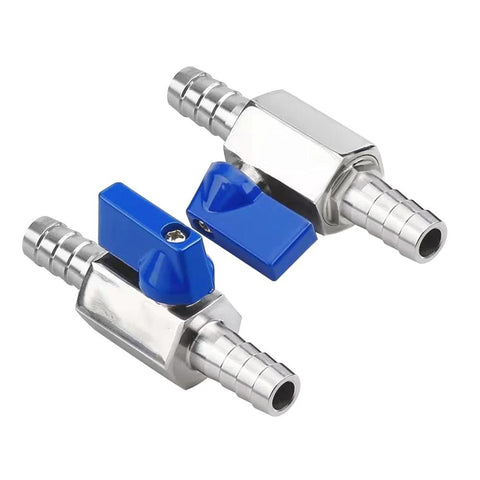 BesNPT stainless steel shut-off valve with blue lever, 3/8 in hose barb, pack of 2 for water, fuel and air