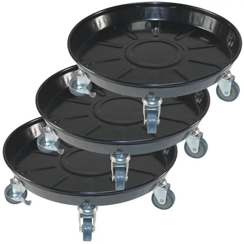 3 pack of 10 Inch Heavy Duty Plant Dolly With Wheels, 160 Lbs Capacity Metal Rolling Plant Stand With Casters, shown stacked