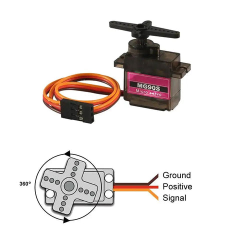 MG90S micro servo with wiring diagram, part of 12 Pack 9G Micro Servo Motors 360 Degree Geared For Raspberry Pi Projects RC Cars Drones