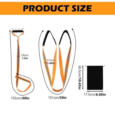 Dimensions of Two Pack 60 Inch Deer Drag Rope With 59 Inch Dual Harness Reflective Shoulder Straps And Storage Bag