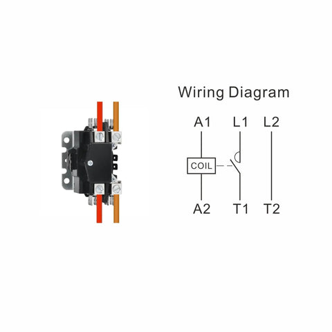 One Pole Beefed Up 40 Amp 120V Coil Contactor UL Recognized And A2L Compliant with wiring diagram for HVAC systems