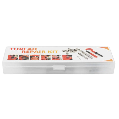 Pro Grade M4 Thread Repair Kit 25 Piece Set For Fixing Stripped Holes And Cross Threads, Cutter And Insert Kit For Auto And Industrial Machinery Maintenance in a clear plastic case