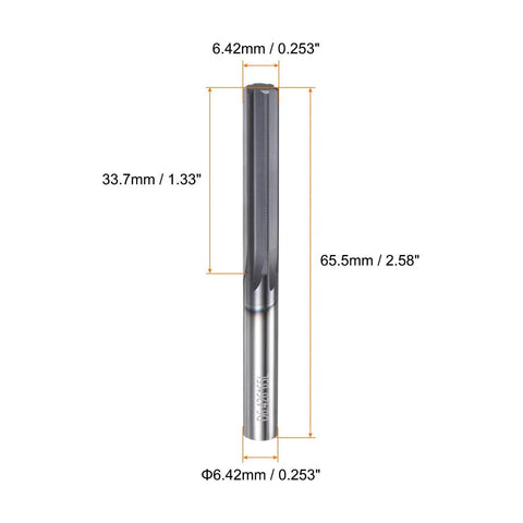 Carbide Chucking Reamer 0.253 Inch 6.42 mm Diameter Straight Flute Straight Shank Machine Reamer for Metal Lathes CNC