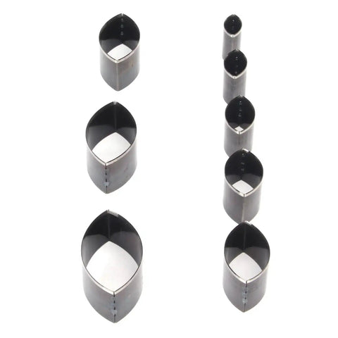 8 Piece Leather Punch Die Set With Hollow Cutters for leather clay and jewelry, includes steel dies of various sizes arranged on white background