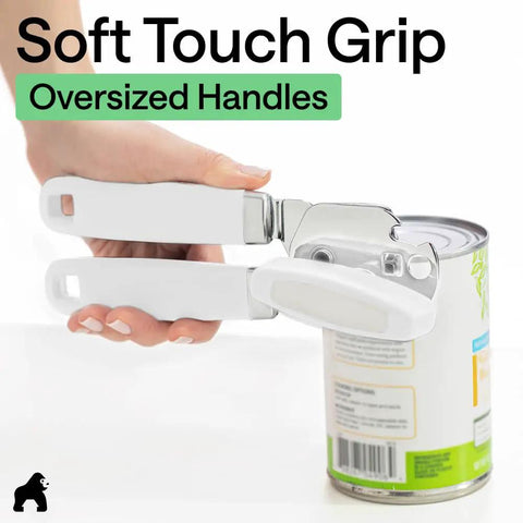 Heavy Duty Stainless Steel Can Opener With Smooth Edge And Bottle Openers Soft Comfortable Handle Oversized Turn Knob
