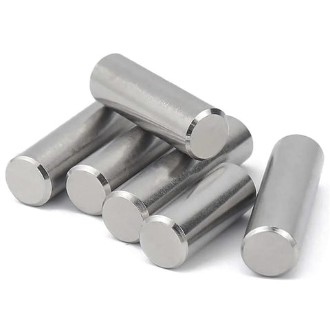304 Stainless Steel Dowel Pins Set Of 100, solid metal rods, precision-ground for CNC, machinery, fixtures, and woodworking projects.