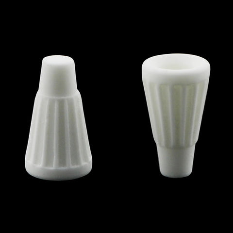 Two white ceramic wire connector caps, 19x10mm, flame-retardant high-temperature