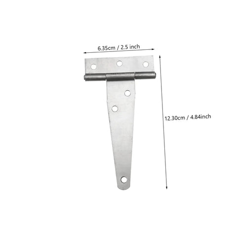 6 Pack Sturdy T Type Cabinet Hinges Thickened Hardware For Durable Furniture, showing size dimensions for installation.